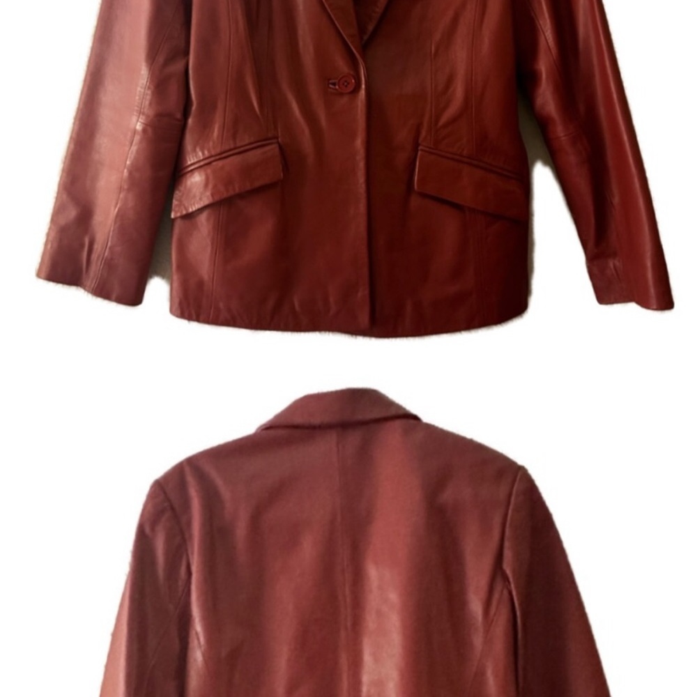 Vintage Alfani red leather blazer